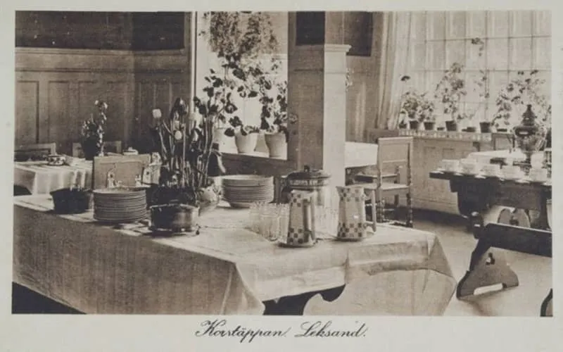 Historiska bild på restaurangen på Korstäppans Herrgård. 